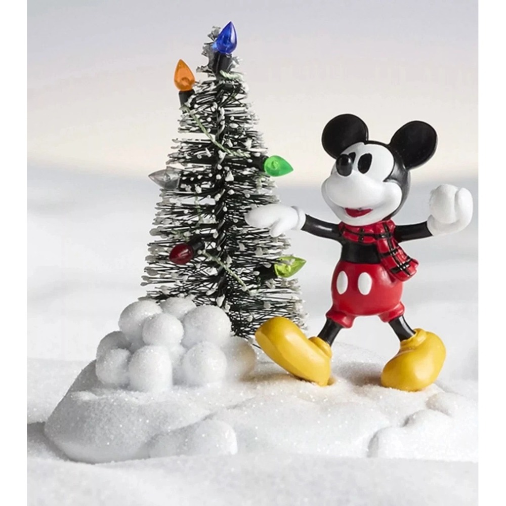 Disney St Nicholas Square Village Mickey Mouse Snowballs Figurine NEW Christmas